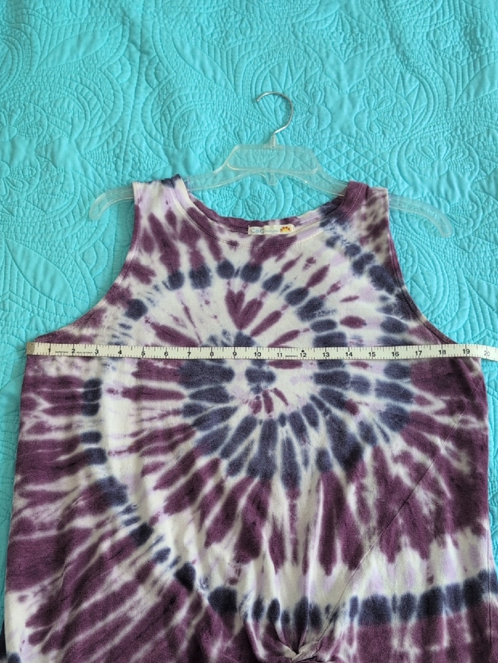 C&C California Purple & Blue Tie-Dye Tank Top, Medium Sleeveless Festival - Picture 9 of 10